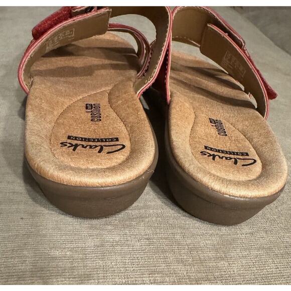 Clarks Manilla‎ Pluma Sandals Women's 10 N Cushion Sole Red Leather Adjustable - Picture 10 of 10